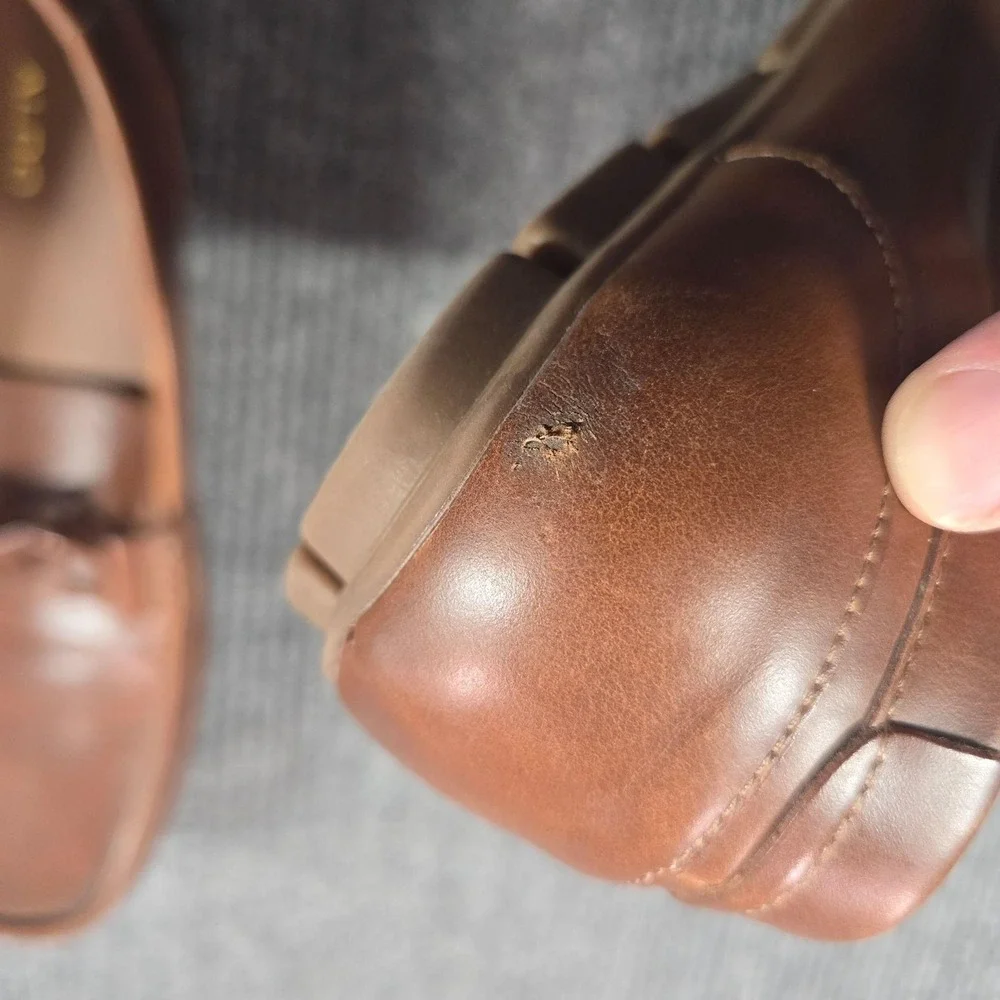 Aldo Shoes Mens Size 11 Brown Leather Bit Loafers Slip On Comfort Square Toe
